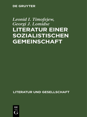 cover image of Literatur einer sozialistischen Gemeinschaft